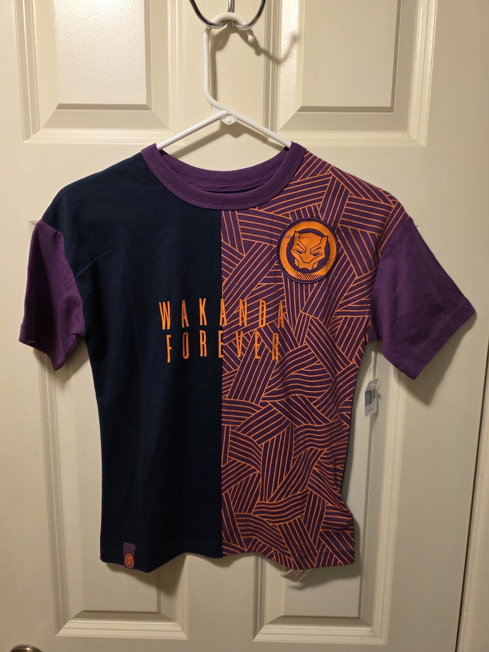 Marvel Wakanda Forever Short Sleeve Tee - Purple & Black with Orange Print